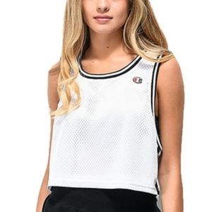 Champion Women's Reversible Mesh Cropped Tank Top White/Black Size Large